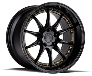 Aodhan DS07 Gloss Black W /Gold Rivets 18x10.5 +15 5x114.3 73.1mm - Wheelwiz