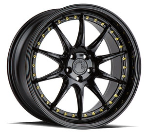 Aodhan DS07 Gloss Black W /Gold Rivets 18x8.5 +35 5x114.3 73.1mm - Wheelwiz