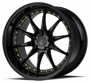 Aodhan DS07 Gloss Black W /Gold Rivets 19x11 +15 5x114.3 73.1mm - Wheelwiz