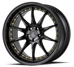 Aodhan DS07 Gloss Black W /Gold Rivets 19x8.5 +35 5x114.3 73.1mm - Wheelwiz