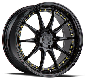 Aodhan DS07 Gloss Black W /Gold Rivets 19x9.5 +30 5x114.3 73.1mm - Wheelwiz