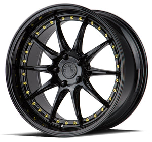 Aodhan DS07 Gloss Black W /Gold Rivets 19x9.5 +22 5x114.3 73.1mm - Wheelwiz