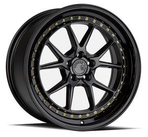 Aodhan DS08 Gloss Black W /Gold Rivets 18x8.5 +35 5x114.3 73.1mm - Wheelwiz