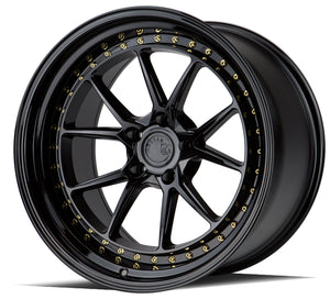 Aodhan DS08 Gloss Black W /Gold Rivets 19x11 +22 5x114.3 73.1mm - Wheelwiz