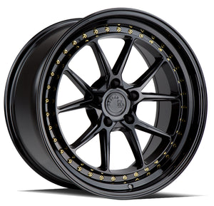 Aodhan DS08 Gloss Black W /Gold Rivets 19x8.5 +35 5x114.3 73.1mm - Wheelwiz