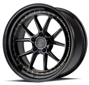 Aodhan DS08 Gloss Black W /Gold Rivets 19x8.5 +35 5x114.3 73.1mm - Wheelwiz