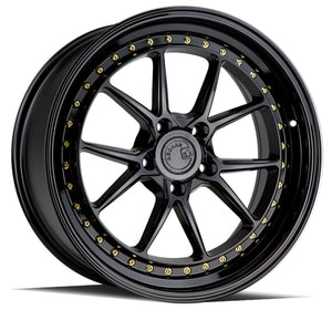 Aodhan DS08 Gloss Black W /Gold Rivets 19x9.5 +15 5x114.3 73.1mm - Wheelwiz