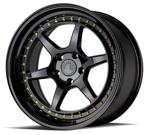Aodhan DS09 Gloss Black W /Gold Rivets 18x8.5 +35 5x114.3 73.1mm - Wheelwiz