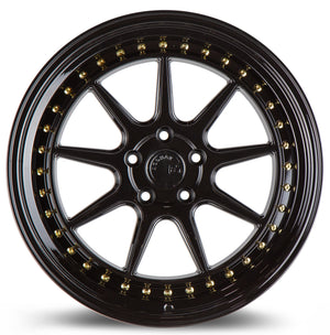 Aodhan DS-X Gloss Black W /Gold Rivets 19x11 +15 5x114.3 73.1mm - Wheelwiz