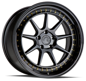 Aodhan DS-X Gloss Black W /Gold Rivets 19x8.5 +35 5x114.3 73.1mm - Wheelwiz