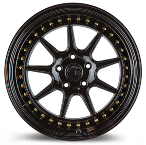 Aodhan DS-X Gloss Black W /Gold Rivets 19x9.5 +30 5x114.3 73.1mm - Wheelwiz