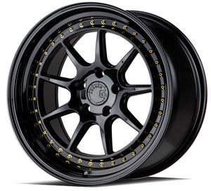 Aodhan DS-X Gloss Black W /Gold Rivets 19x9.5 +30 5x114.3 73.1mm - Wheelwiz