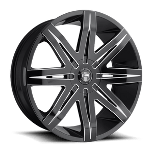 DUB S227 STACKS Gloss Black Milled 24x9.5 +25 5x127|5x139.7mm 78.1mm - WheelWiz