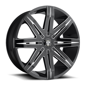 DUB S227 STACKS Gloss Black Milled 24x9.5 +25 5x127|5x139.7mm 78.1mm - WheelWiz