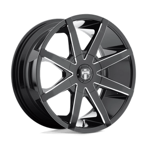DUB S109 PUSH Gloss Black Milled 22x9.5 +15 Custom 72.6mm - Wheelwiz