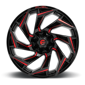 Fuel Offroad D755 REACTION Gloss Black Milled W/ Red Tint 24x12 -44 8x180mm 124.2mm