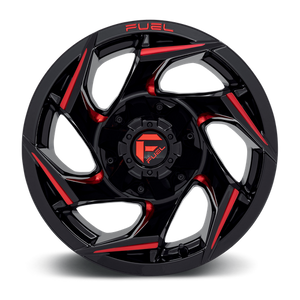 Fuel Offroad D755 REACTION Gloss Black Milled W/ Red Tint 15x8 -18 6x139.7mm 108mm