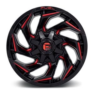 Fuel Offroad D755 REACTION Gloss Black Milled W/ Red Tint 18x9 -12 5x114.3|5x127mm 78.1mm - Wheelwiz