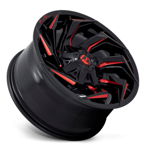 Fuel Offroad D755 REACTION Gloss Black Milled W/ Red Tint 18x9 -12 6x135|6x139.7mm 106.1mm