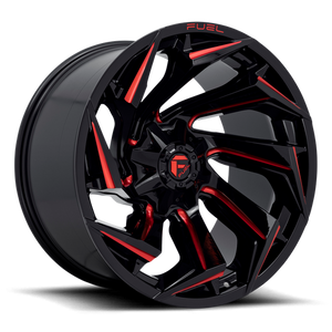 Fuel Offroad D755 REACTION Gloss Black Milled W/ Red Tint 22x10 -18 8x165.1mm 125.1mm - Wheelwiz