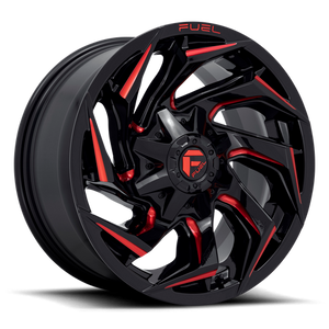 Fuel Offroad D755 REACTION Gloss Black Milled W/ Red Tint 18x9 -12 5x114.3|5x127mm 78.1mm - Wheelwiz
