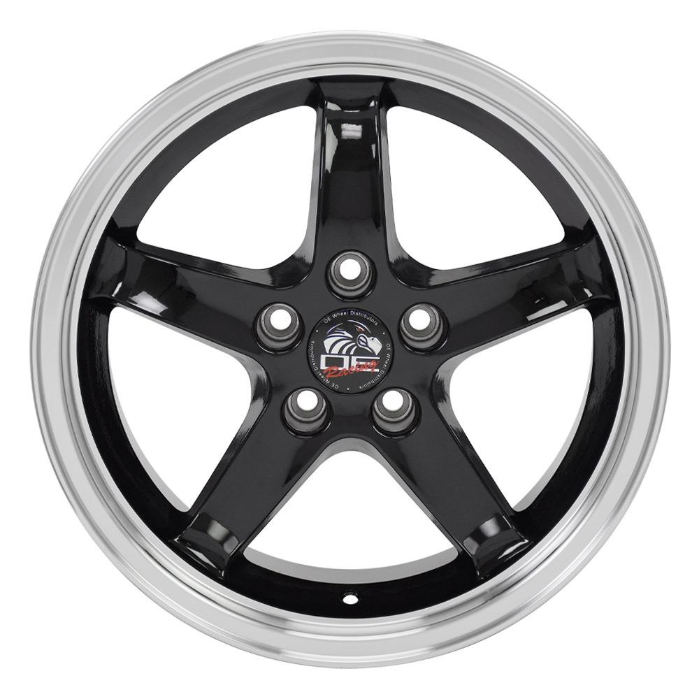 OE Wheels Replica FR04 Black with Machined Lip 17x9.0 +24 5x114.3mm 70.6mm