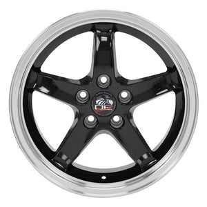 OE Wheels Replica FR04 Black with Machined Lip 17x9.0 +24 5x114.3mm 70.6mm