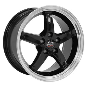 OE Wheels Replica FR04 Black with Machined Lip 17x9.0 +24 5x114.3mm 70.6mm
