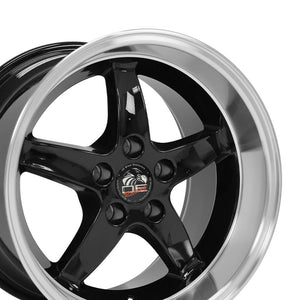OE Wheels Replica FR04 Black with Machined Lip 17x10.5 +27 5x114.3mm 70.6mm