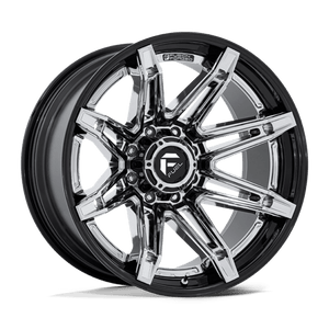 Fuel Offroad FC401 BRAWL Chrome W/ Gloss Black Lip 22x10 -18 6x139.7mm 106.1mm