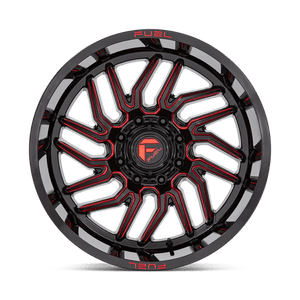 Fuel Offroad D808 HURRICANE Gloss Black Milled Red Tint 20x10 -18 8x180mm 124.2mm - Wheelwiz