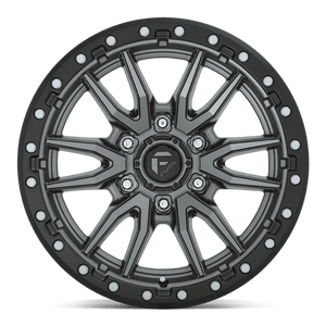 Fuel Offroad D680 REBEL Matte Gunmetal Black Bead Ring 17x9 -12 6x139.7mm 106.1mm