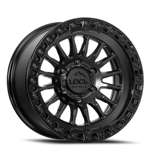 Lock Offroad Grit Matte Black W/ Gloss Black Ring 17x9 -12 5x127mm 71.5mm