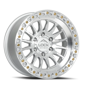 Lock Offroad Grit Machined Silver W/ Clear Coat 17x8.5 +25 6x135mm 87.1mm