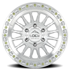 Lock Offroad Grit Machined Silver W/ Clear Coat 17x9 -12 6x139.7mm 106.2mm