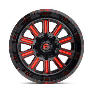Fuel Offroad D621 HARDLINE Gloss Black Red Tinted Clear 15x8 -18 6x139.7mm 108mm - Wheelwiz