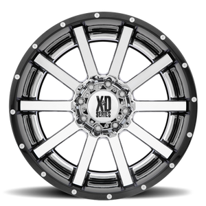 XD Series XD200 HEIST Chrome Center Gloss Black Milled Lip 22x12 -44 8x165.1mm 125.1mm - Wheelwiz
