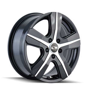ION 101 Gloss black machined 16x7 +55 5x160mm 65.1mm - WheelWiz