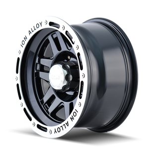 ION 133 Gloss black machined 17x9 -8 8x170mm 130.8mm - WheelWiz