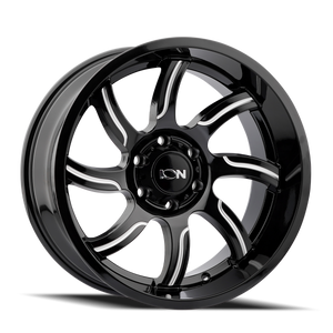 ION 151 Gloss black milled 20x9 +18 6x139.7mm 106mm - Wheelwiz