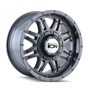 ION 186 Gloss gunmetal 17x8 +10 5x127|5x139.7mm 87mm - WheelWiz