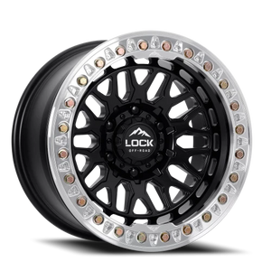 Lock Offroad Invader Beadlock Matte Black W/ Machined Ring 17x9 +12 6x139.7mm 106.2mm