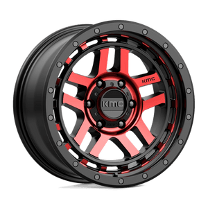 KMC KM540 RECON Gloss Black Mach W/ Red Tint 18x8.5 0 6x139.7mm 106.1mm - Wheelwiz