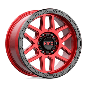 KMC KM544 MESA Candy Red W/ Black Lip 18x9 +18 6x139.7mm 106.1mm - Wheelwiz