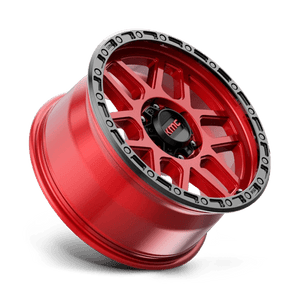KMC KM544 MESA Candy Red W/ Black Lip 18x9 +18 6x114.3mm 66.1mm - Wheelwiz