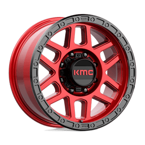 KMC KM544 MESA Candy Red W/ Black Lip 18x9 +18 8x180mm 124.2mm - Wheelwiz