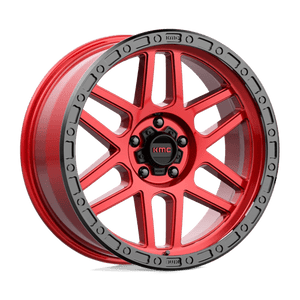 KMC KM544 MESA Candy Red W/ Black Lip 17x8.5 0 5x127mm 71.5mm - Wheelwiz