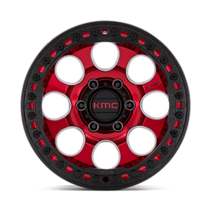 KMC KM237 RIOT BEADLOCK Candy Red W/ Satin Black Ring 17x8.5 0 6x139.7mm 108mm - Wheelwiz