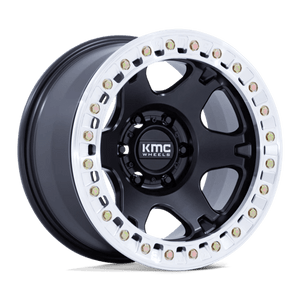 KMC KM238 VI BEADLOCK Satin Black W/ Machined Ring 17x9 -38 Custom 72.6mm - Wheelwiz