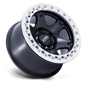 KMC KM238 VI BEADLOCK Satin Black W/ Machined Ring 17x9 -12 Custom 72.6mm - Wheelwiz